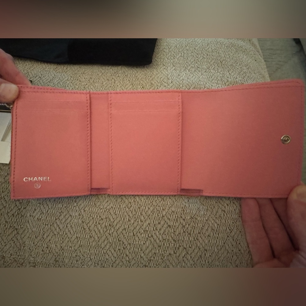 CHANEL Coral Pink Leather Wallet BRAND NEW never used with authentication. - Picture 2 of 7